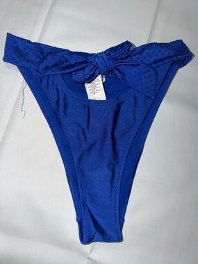 High-Cut Knot Front Bikini Bottom - Cobalt Blue